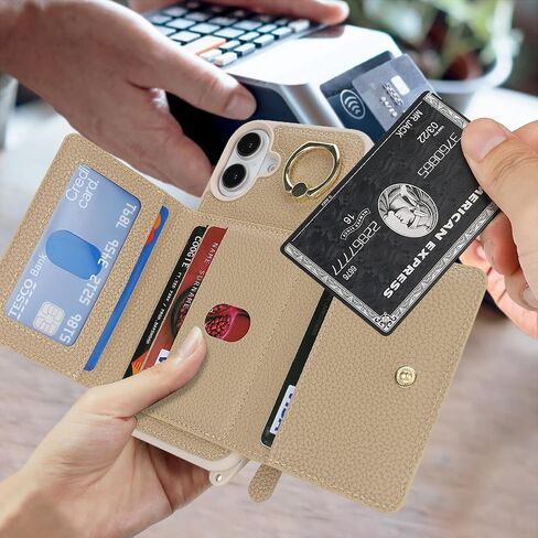 لـ iPhone 16 Pro Case Wallet مع حامل البطاقة للنساء ، للحصول على Case Iphone 16 Pro مع حلقة الحبل Crossbody Lanyard ، و CASE-SHIPROOK POCKEN in Kuwait