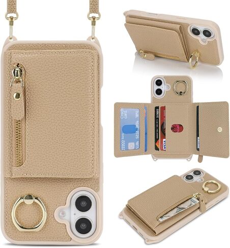 لـ iPhone 16 Pro Case Wallet مع حامل البطاقة للنساء ، للحصول على Case Iphone 16 Pro مع حلقة الحبل Crossbody Lanyard ، و CASE-SHIPROOK POCKEN in Kuwait