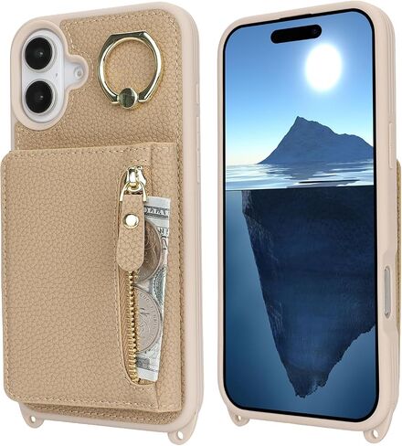 لـ iPhone 16 Pro Case Wallet مع حامل البطاقة للنساء ، للحصول على Case Iphone 16 Pro مع حلقة الحبل Crossbody Lanyard ، و CASE-SHIPROOK POCKEN in Kuwait