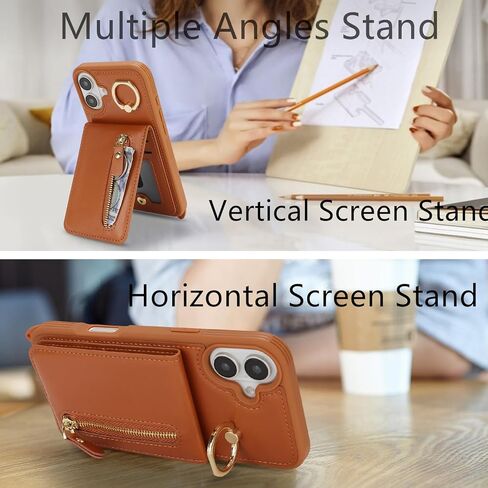 Jaorty متوافق مع iPhone 16 Pro Case Wallet مع حامل البطاقة للنساء الرجال ، مع حامل الحلقة ، PU Leather Magnetic Snapper Phone with Crossbody Strap for iPhone 16 Pro 6.3 "، Beige in Kuwait