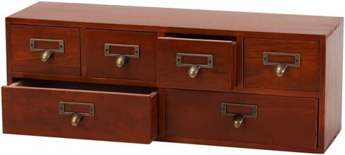 Wooden Storage Box with 5 Drawers Apothecary Drawers Vintage Wooden Drawers Wood Desktop Organizer with Drawers Countertop Drawers Library Card Catalog Cabinet Apothecary Cabinet （BLACK） in Saudi Arabia