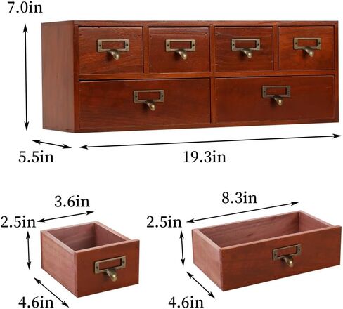Wooden Storage Box with 5 Drawers Apothecary Drawers Vintage Wooden Drawers Wood Desktop Organizer with Drawers Countertop Drawers Library Card Catalog Cabinet Apothecary Cabinet （BLACK） in Saudi Arabia