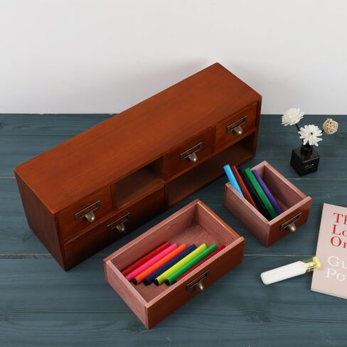 Wooden Storage Box with 5 Drawers Apothecary Drawers Vintage Wooden Drawers Wood Desktop Organizer with Drawers Countertop Drawers Library Card Catalog Cabinet Apothecary Cabinet （BLACK） in Saudi Arabia