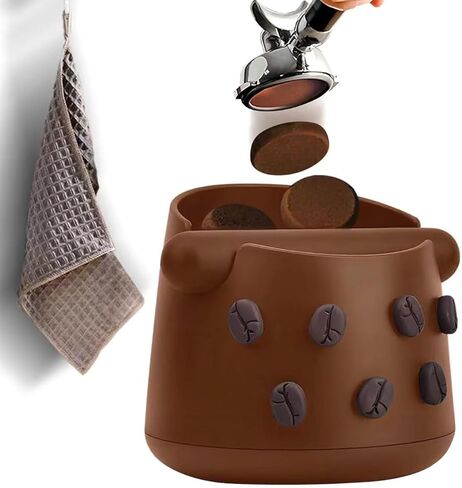 صندوق طحن القهوة |صندوق طحن قهوة الإسبريسو |التخلص من حاوية القهوة المطحونة | قضيب طرق قابل للإزالة وقاعدة مطاطية مضادة للانزلاق | ملحقات ماكينة الإسبريسو | قطعة قماش باريستا واحدة، صندوق طرق واحد (أسود)|JDHAVMOS in Kuwait