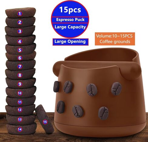 صندوق طحن القهوة |صندوق طحن قهوة الإسبريسو |التخلص من حاوية القهوة المطحونة | قضيب طرق قابل للإزالة وقاعدة مطاطية مضادة للانزلاق | ملحقات ماكينة الإسبريسو | قطعة قماش باريستا واحدة، صندوق طرق واحد (أسود)|JDHAVMOS in Kuwait