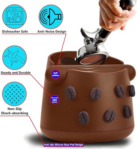 صندوق طحن القهوة |صندوق طحن قهوة الإسبريسو |التخلص من حاوية القهوة المطحونة | قضيب طرق قابل للإزالة وقاعدة مطاطية مضادة للانزلاق | ملحقات ماكينة الإسبريسو | قطعة قماش باريستا واحدة، صندوق طرق واحد (أسود)|JDHAVMOS in Kuwait