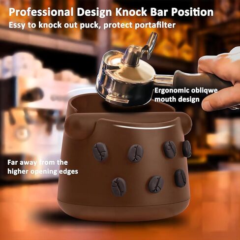 صندوق طحن القهوة |صندوق طحن قهوة الإسبريسو |التخلص من حاوية القهوة المطحونة | قضيب طرق قابل للإزالة وقاعدة مطاطية مضادة للانزلاق | ملحقات ماكينة الإسبريسو | قطعة قماش باريستا واحدة، صندوق طرق واحد (أسود)|JDHAVMOS in Kuwait