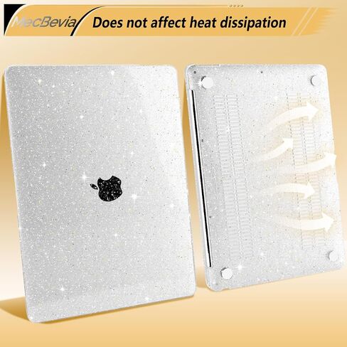 Compatible with MacBook Air 13.3 inch Case 2021-2018 Release A2337 M1 A2179 A1932 Touch ID, Plastic Hard Shell&Keyboard Cover&Screen Protector&Webcam Cover&Type-C Adapter, Sparkly Pink in Saudi Arabia