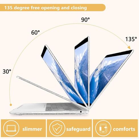 Compatible with MacBook Air 13.3 inch Case 2021-2018 Release A2337 M1 A2179 A1932 Touch ID, Plastic Hard Shell&Keyboard Cover&Screen Protector&Webcam Cover&Type-C Adapter, Sparkly Pink in Saudi Arabia