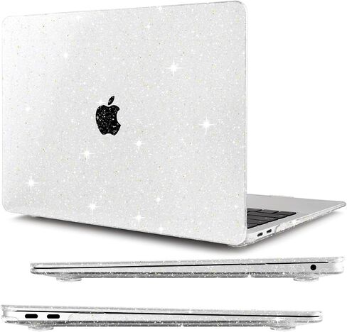 Compatible with MacBook Air 13.3 inch Case 2021-2018 Release A2337 M1 A2179 A1932 Touch ID, Plastic Hard Shell&Keyboard Cover&Screen Protector&Webcam Cover&Type-C Adapter, Sparkly Pink in Saudi Arabia
