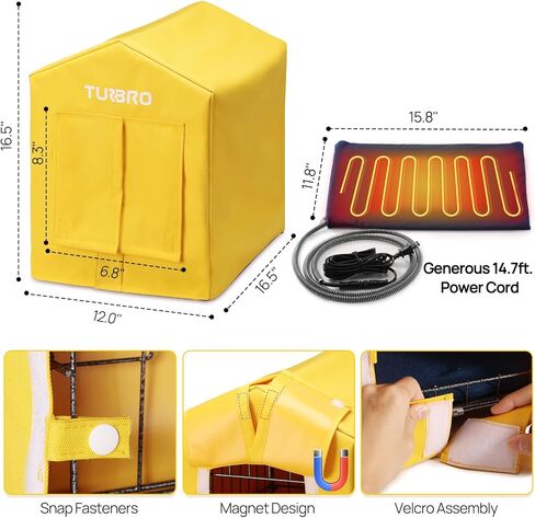 TURBRO Heated Cat House Outdoor, Insulated and Weatherproof Iron Shelter for Feral and Cats Outside, Heating Pad Bed with 14.7ft Anti-Bite Cord, UL Test Passed, Blue in Saudi Arabia