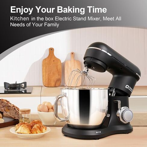 Kitchen in the box 7QT 900W 10-Speed Stand Mixer, Tilt-Head Kitchen Electric Mixer with Dough Hook, Whisk & Flat Beater(Onyx Black) in Saudi Arabia