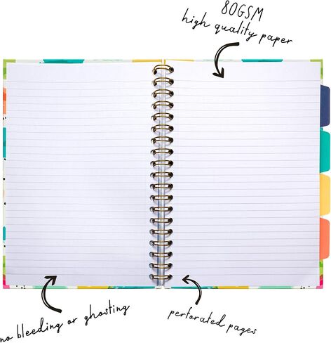Pukka Pad ، Carpe Diem 5-Sigject Doubject Double Bound Boid 3 عبوات مع مقسمات قابلة لإعادة وضعها-200 صفحة من ورق 80gsm مع حواف مثقبة-Love Floral ، B5 10 × 7in in Kuwait