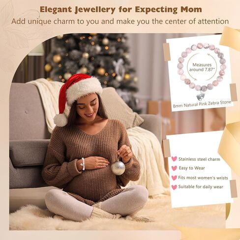Yadiana New Mom Gifts, Mom to Be Gift Sliver-Plated Beaded Bracelet for Women, Little Feet Charm Bracelet with Message Gift Card for First Time Mom,Pregnancy Gifts First Mothers Day Gifts for Expecting Mom in Saudi Arabia
