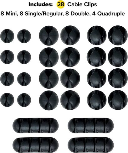 مقاطع كبل تخزين WRAP -IT - (متنوعة 28 عبوة) مقاطع معكرون - حامل للمكتب والمكتب من منظم سلك سرير منظم السرير بجانب السرير in Kuwait