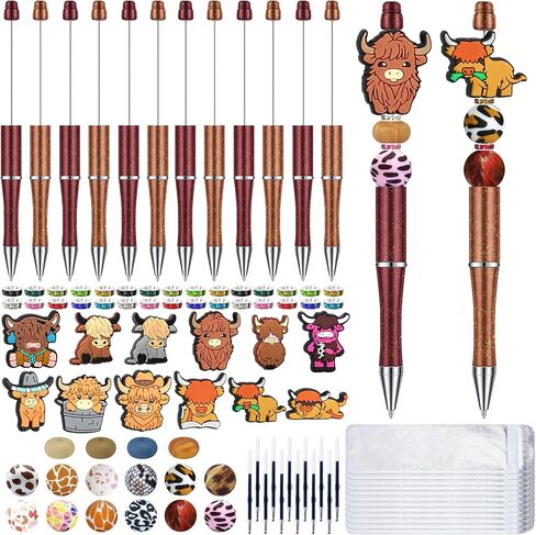 12 Pieces Beadable Pens Bulk with Colorful Silicone Beads for DIY Pen Making Kit Smooth Writing Beaded Pen for Women Kids Students Office School(Mice Mouse) in Saudi Arabia