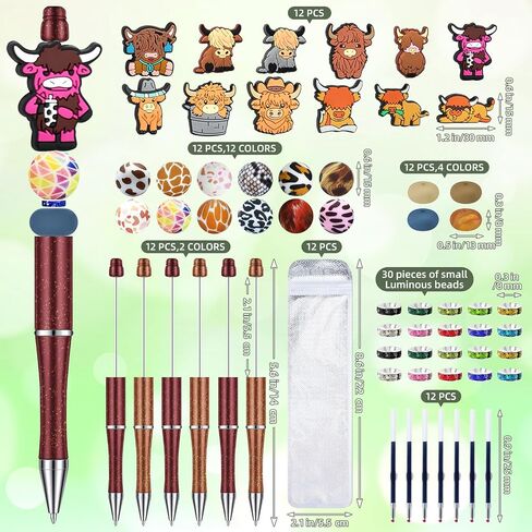 12 Pieces Beadable Pens Bulk with Colorful Silicone Beads for DIY Pen Making Kit Smooth Writing Beaded Pen for Women Kids Students Office School(Mice Mouse) in Saudi Arabia