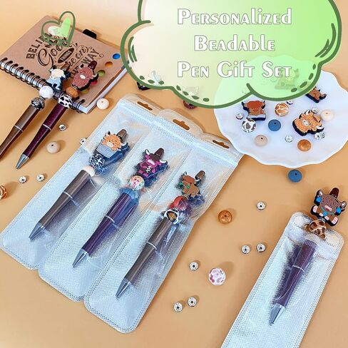 12 Pieces Beadable Pens Bulk with Colorful Silicone Beads for DIY Pen Making Kit Smooth Writing Beaded Pen for Women Kids Students Office School(Mice Mouse) in Saudi Arabia