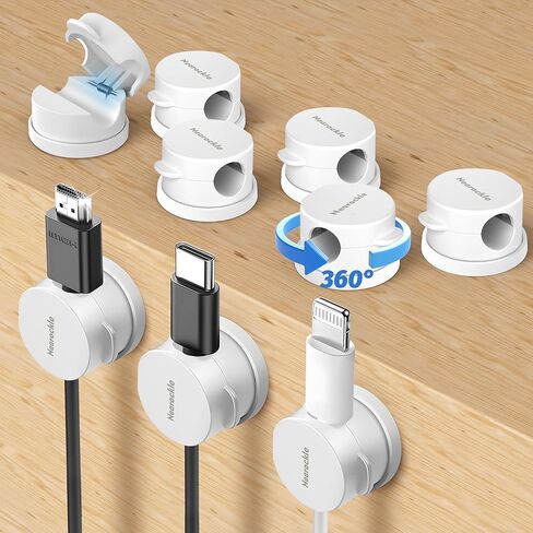 9 Pack Spring Cord Organizer Cable Clips [Locking Cable Rotatable], 2025 Latest Nearockle Phone Charging Cord Holder Cable Management for Car, Nightstand, Office Desk Accessories (Clear) in Kuwait