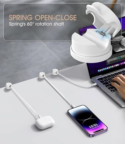 9 Pack Spring Cord Organizer Cable Clips [Locking Cable Rotatable], 2025 Latest Nearockle Phone Charging Cord Holder Cable Management for Car, Nightstand, Office Desk Accessories (Clear) in Kuwait