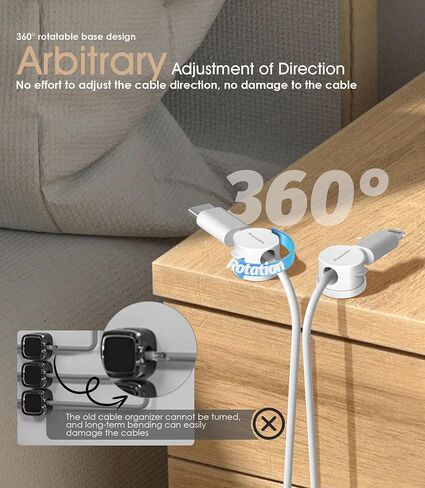 9 Pack Spring Cord Organizer Cable Clips [Locking Cable Rotatable], 2025 Latest Nearockle Phone Charging Cord Holder Cable Management for Car, Nightstand, Office Desk Accessories (Clear) in Kuwait