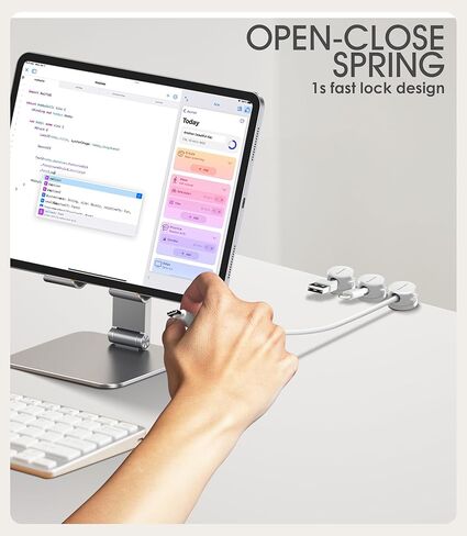 9 Pack Spring Cord Organizer Cable Clips [Locking Cable Rotatable], 2025 Latest Nearockle Phone Charging Cord Holder Cable Management for Car, Nightstand, Office Desk Accessories (Clear) in Kuwait