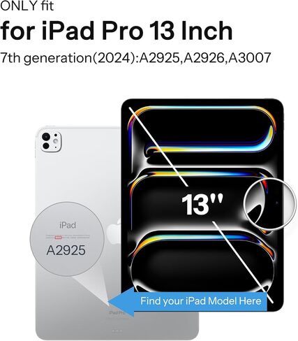 SPARIN Case for iPad Pro 13 inch 2024-M4 with Pencil Holder, Detachable Magnetic Hybrid Protective Case, Portrait/Landscape Stand, Durable Protection, Auto Wake/Sleep -Black in Saudi Arabia
