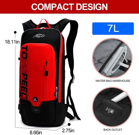 حقيبة ظهر INOXTO Hydration Pack، حقيبة ظهر مائية خفيفة الوزن مع حقيبة مثانة مائية سعة 2 لتر، حقيبة نهارية للمشي لمسافات طويلة والجري وركوب الدراجات والتخييم والصيد للنساء والرجال in Kuwait