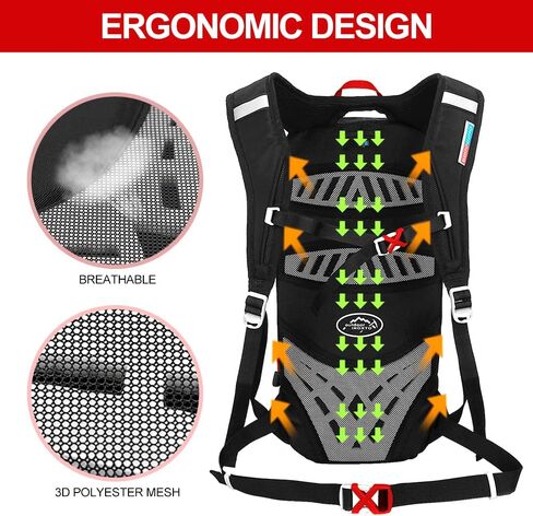 حقيبة ظهر INOXTO Hydration Pack، حقيبة ظهر مائية خفيفة الوزن مع حقيبة مثانة مائية سعة 2 لتر، حقيبة نهارية للمشي لمسافات طويلة والجري وركوب الدراجات والتخييم والصيد للنساء والرجال in Kuwait