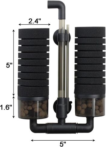 AQUANEAT Air Driven Sponge Filter, Quiet Aquarium Filter with Ceramic Media Balls, for Betta Fry Shrimp Tank, with 2 Spare Sponges in Saudi Arabia
