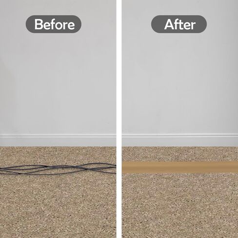 Rubber Bond Carpet Cord Cover Strips - Strong Carpet Cord Hider for Easy Cable Management - 6"x48" Cord Covers for Wires on Floor - Low Profile Carpet Cable Cover - Wire Cover for Carpet (Brown) in Kuwait