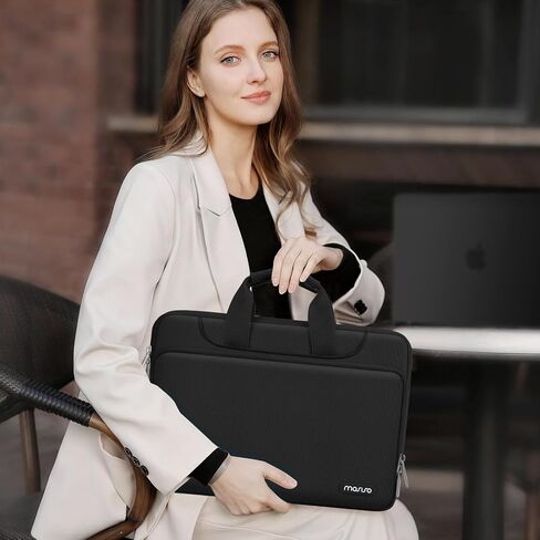 Mosiso 360 Sleeve Praptop Mostop متوافق مع Macbook Air/Pro ، 13-13.3 بوصة دفتر ملاحظات ، متوافق مع MacBook Pro 14 بوصة M4 M3 M2 M1 2024-2021 ، حقيبة الأكمام الملونة المطابقة مع حزام ، أسود in Saudi Arabia