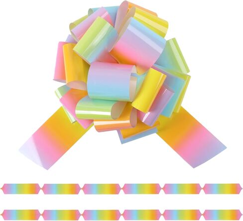 2Pcs Laser 12 Inch Giant Pull Bow Big Bow,Great Gift Bows for Appliances,Bikes,Christmas, Parties,and Large Bow Decorations on Dining Tables (Light Rainbow) in Saudi Arabia