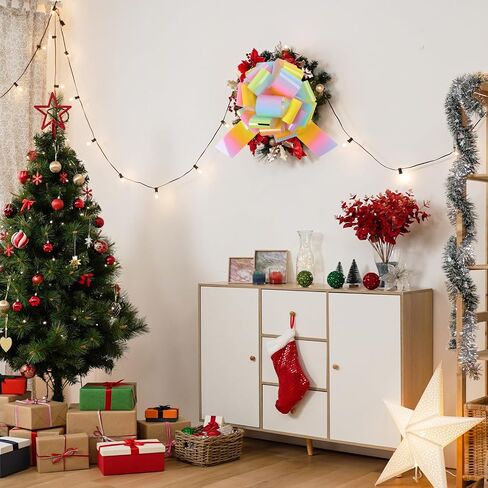 2Pcs Laser 12 Inch Giant Pull Bow Big Bow,Great Gift Bows for Appliances,Bikes,Christmas, Parties,and Large Bow Decorations on Dining Tables (Light Rainbow) in Saudi Arabia