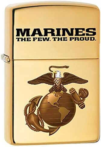 Zippo Lighter: USMC Marines Logo, Engraved - High Polish Chrome 81253 in Saudi Arabia