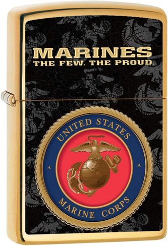 Zippo Lighter: USMC Marines Logo, Engraved - High Polish Chrome 81253 in Saudi Arabia