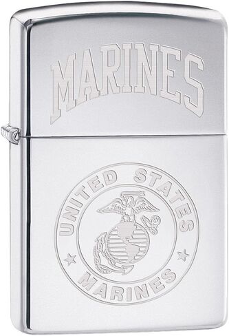 Zippo Lighter: USMC Marines Logo, Engraved - High Polish Chrome 81253 in Saudi Arabia