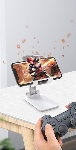 Adjustable Phone and Tablet Stand with Silicon Pad, Portable Foldable Design, Cell Phone Stand for Desk Fully Forldable Mobile Phone Holder Compatible with All Mobile Phones (Black) in Saudi Arabia