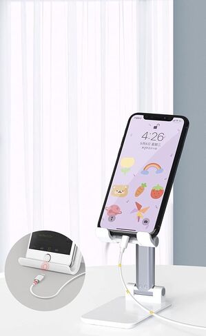 Adjustable Phone and Tablet Stand with Silicon Pad, Portable Foldable Design, Cell Phone Stand for Desk Fully Forldable Mobile Phone Holder Compatible with All Mobile Phones (Black) in Saudi Arabia