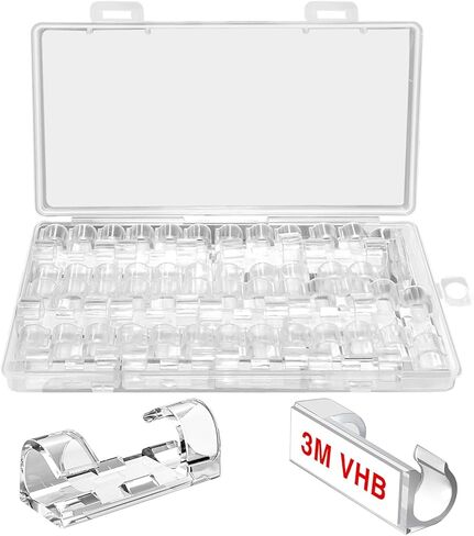 Self Adhesive Wire Bracket (40pcs)，Adhesive Cable Clips，Cable Clips，Cord Clips，Cable Holder，Cable Management Clips (M Code (40PCS)) in Kuwait