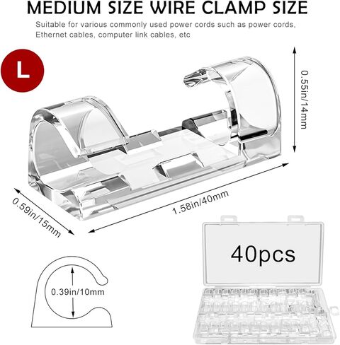 Self Adhesive Wire Bracket (40pcs)，Adhesive Cable Clips，Cable Clips，Cord Clips，Cable Holder，Cable Management Clips (M Code (40PCS)) in Kuwait