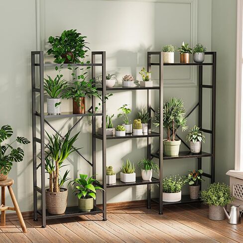 Superjare Triple 4 Tier Bookshelf ، خزانة الكتب مع 11 رفوف عرض مفتوحة ، وكتاب كبير للكتاب في المنزل للمنزل والمكتب ، بني ريفي in Kuwait