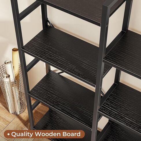Superjare Triple 4 Tier Bookshelf ، خزانة الكتب مع 11 رفوف عرض مفتوحة ، وكتاب كبير للكتاب في المنزل للمنزل والمكتب ، بني ريفي in Kuwait