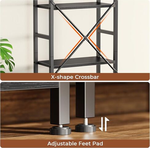Superjare Triple 4 Tier Bookshelf ، خزانة الكتب مع 11 رفوف عرض مفتوحة ، وكتاب كبير للكتاب في المنزل للمنزل والمكتب ، بني ريفي in Kuwait