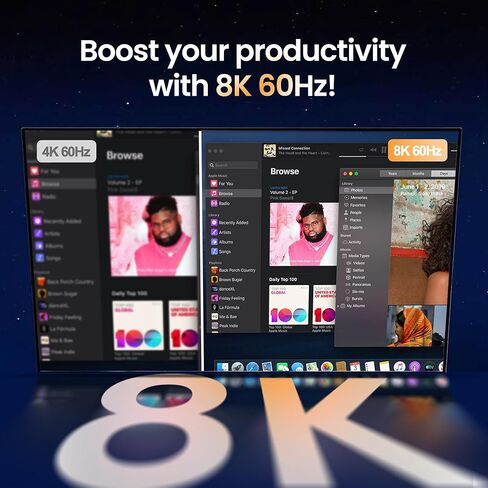 8K Display Port Switcher 2 in 1 Out, NEWCARE DisplayPort Splitter with Remote, DisplayPort Switch Supports 8K@60Hz 4K@120Hz DP 1.4, Display Port Switch Compatible with PC Laptop Monitor TV in Kuwait