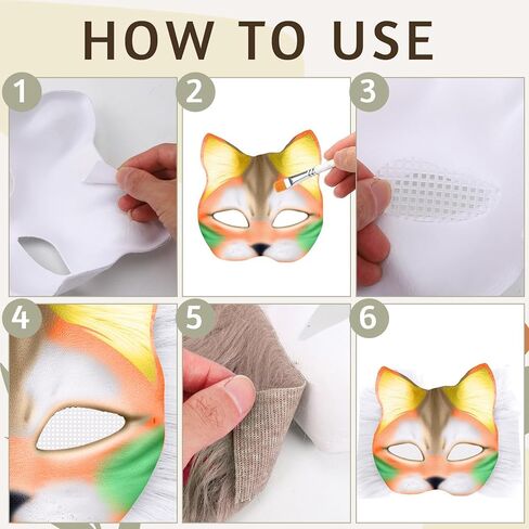 8 PCS DIY Therian Cat Mask مجموعة مع Mesh Eye Mesh Therian Cat Mask Farry Therian Mask for Halloween Masquerade in Kuwait