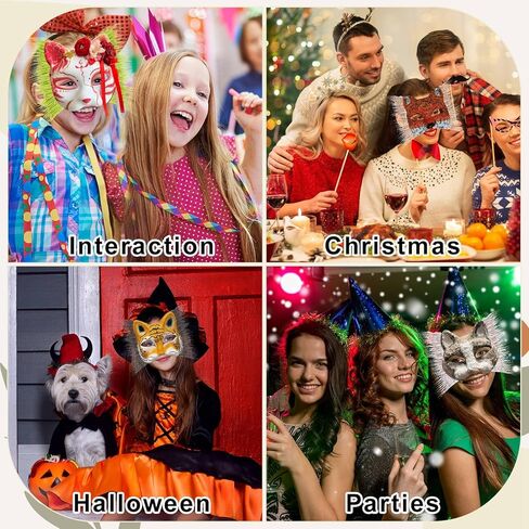 8 PCS DIY Therian Cat Mask مجموعة مع Mesh Eye Mesh Therian Cat Mask Farry Therian Mask for Halloween Masquerade in Kuwait