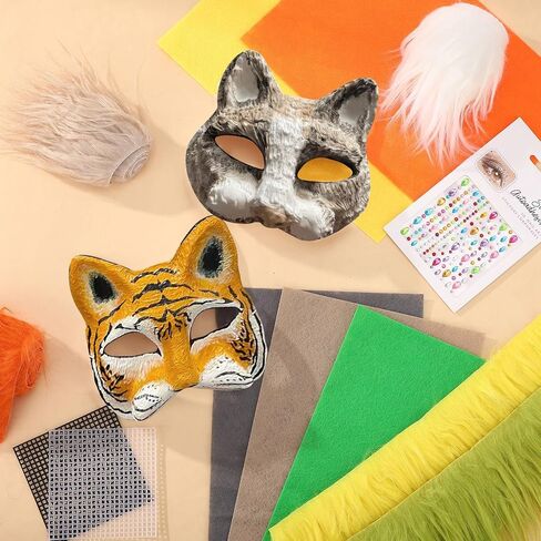 8 PCS DIY Therian Cat Mask مجموعة مع Mesh Eye Mesh Therian Cat Mask Farry Therian Mask for Halloween Masquerade in Kuwait