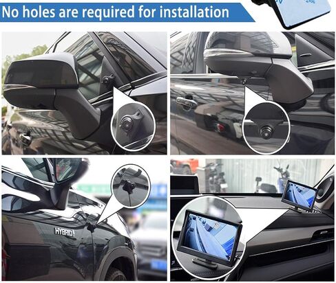 Car Side Rear View Backup Camera Reversing 5 in Monitor Reverse Image Front Parking Night Vision Rear Mirror Positive for Vehicle Waterproof IP68 Clear Night Vision Car Camera in Kuwait