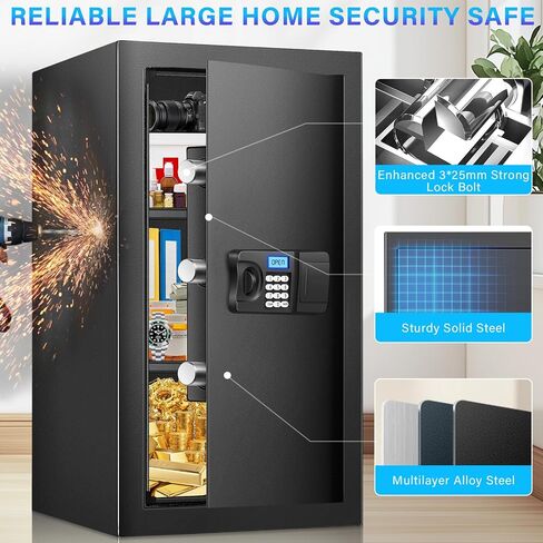 مربع آمن ، 3.0 CUFT Home Safe مع حقيبة مقاومة للماء مقاوم للماء ، مربع آمن للأمان الرقمي المضاد للسرقة مع نظام تنبيه ذكي ، رف قابل للإزالة ، وظيفة كتم ، صندوق آمن للوثائق الشخصية للمجوهرات المال in Kuwait